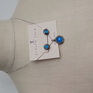 NWOT Judith Jack 3 Piece Jewelry Set Signed Sterling Silver Blue Stones